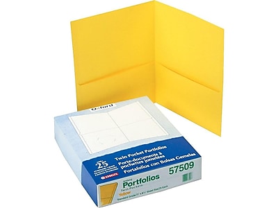 57709 Oxford Two-Pocket Folders w/Fasteners 25 per Box Letter Size Yellow 